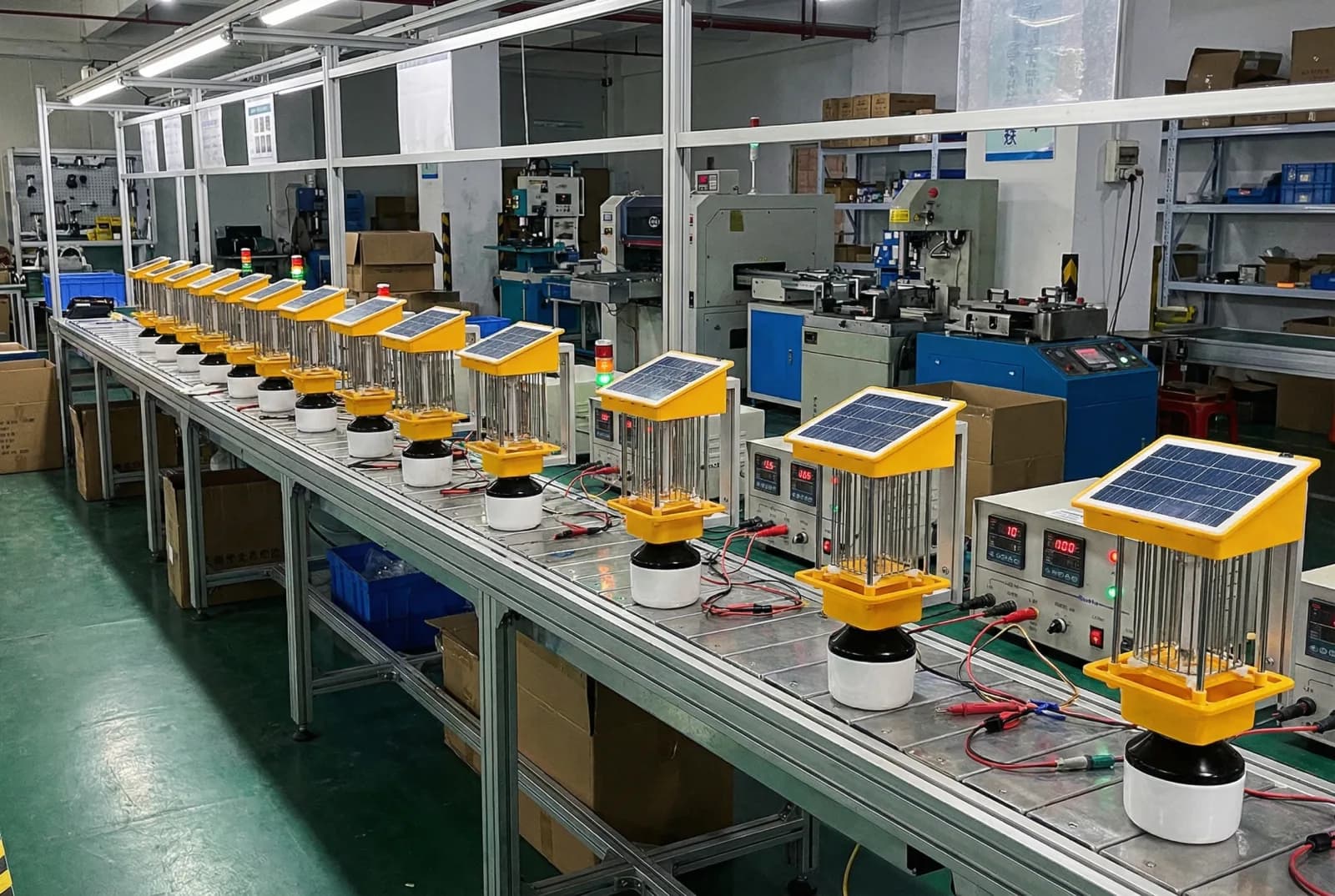Solar insect killer lights quality testing on factory production line