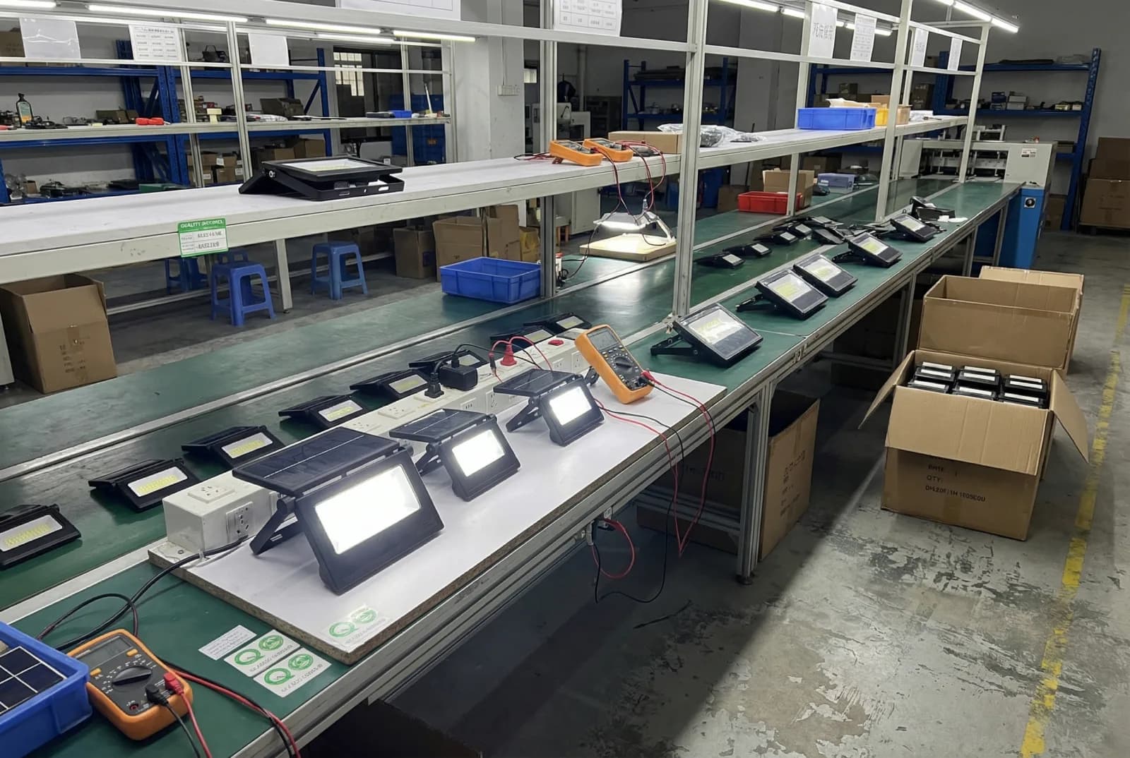 Solar wall lights quality testing on factory production line